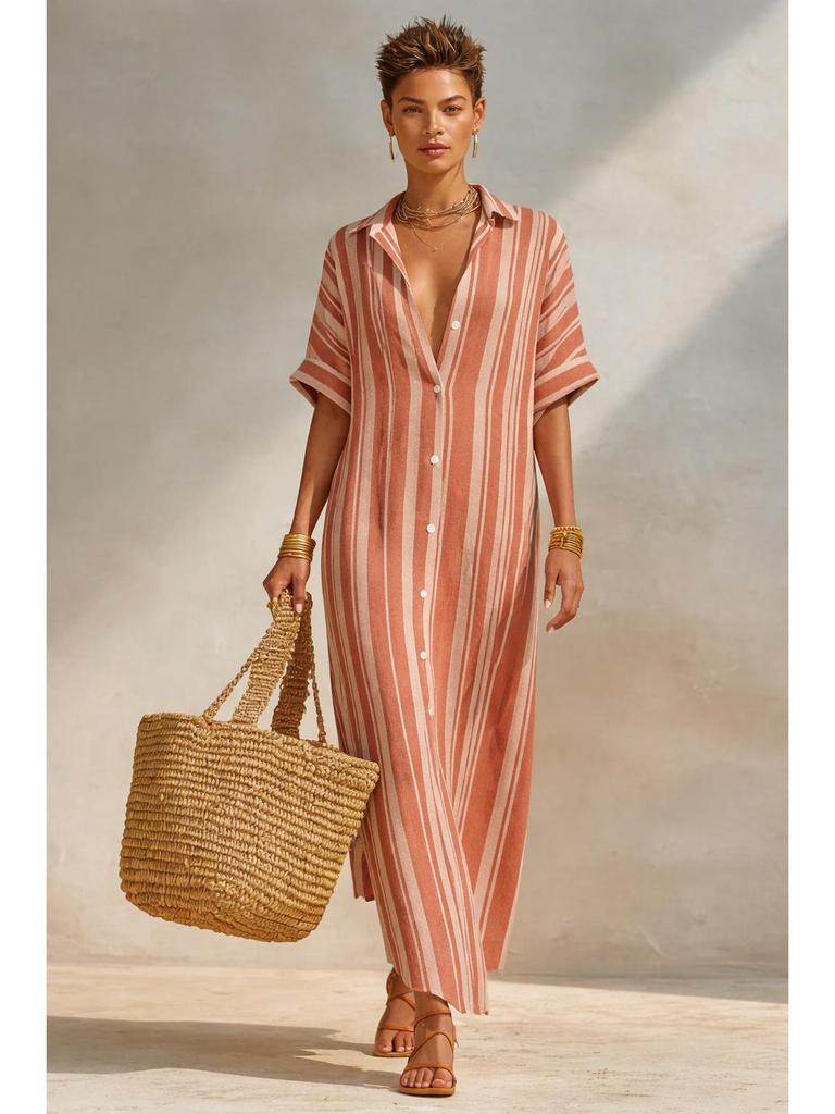 European and American Long Striped Casual Shirt Dress - 2026 Black Holiday Edition