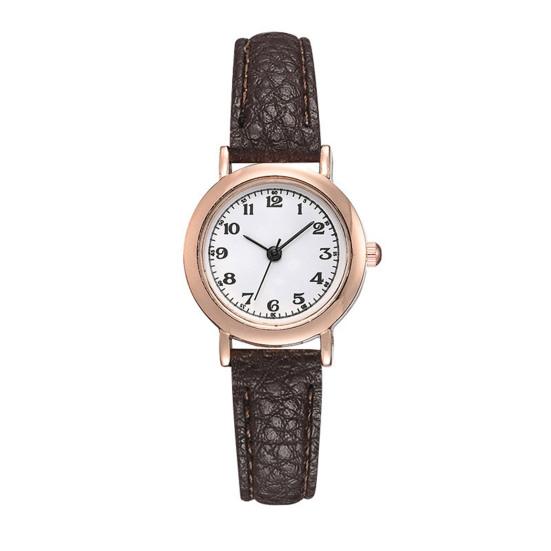 Women Round Dial Watch with Faux Leather Strap Casual Formal Watch Quartz Analog Wristwatch Gift for Birthday Christmas