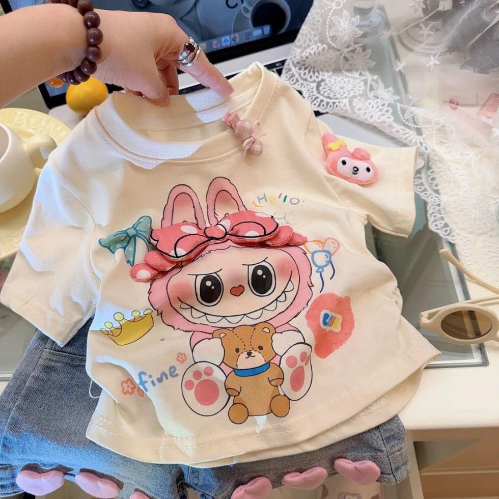 3D Cartoon Parent-Child Matching Cotton T-Shirt - Summer Short Sleeve Cute Children's Outfit