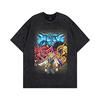 Kanye American trend retro washing water cartoon short-sleeved vintage old loose round neck men's and women's same T-shirt