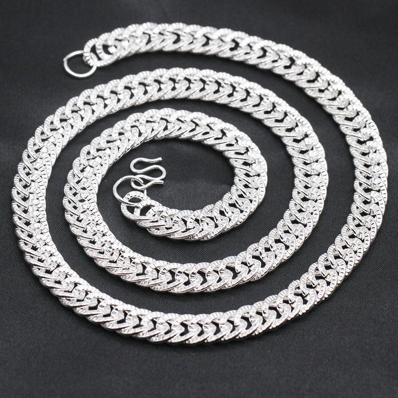 Silver Plated Silver Necklace Trendy Men Dragon Cloth Pattern Silver Necklace Imitation Silver Faucet Necklace Jewelry Men