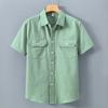 American Short Sleeve Shirt Men Summer Shirt Pure Cotton Casual Men Tops Youth Double Pockets Shirt New Fashion Men Clothing