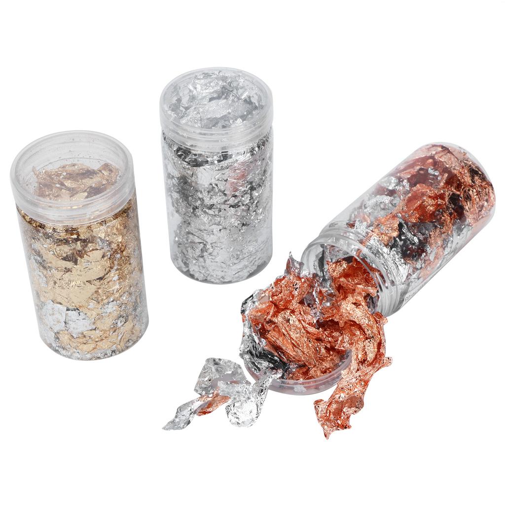 3pcs Foil Flakes Gold Silver Rose Gold Foil Resin Glitter Foil Flake Jewelry Crafts Making Accessory