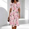Damenmode Anmutig Schön Blumenmuster Sommer Frühling Kurzarm Rundhals Freizeitkleider