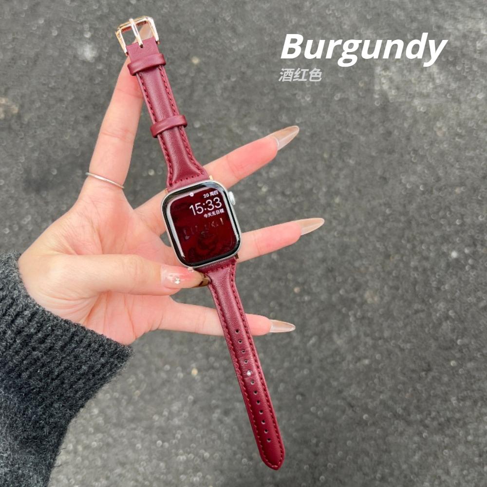 Slim Leather Strap For Apple Watch Series 11 46mm Band 42mm 49mm 44mm 40mm 41mm 45mm 38mm 45mm IWatch Ultra 2/3 S10 9 8 7 SE 6 5 4 3 2 Woman Bracelet