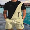 Set T-shirt a maniche corte con stampa 3D casual da uomo e pantaloncini