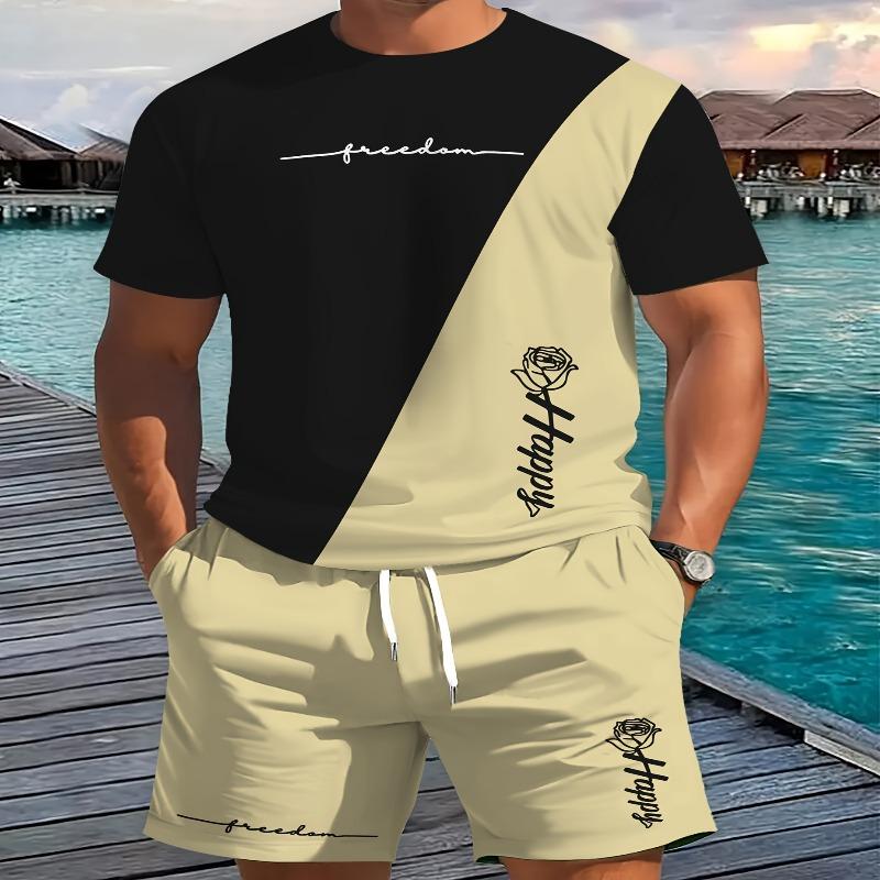 

Men s Casual 3D Print Short Sleeve T-Shirt and Shorts Set 6XL
