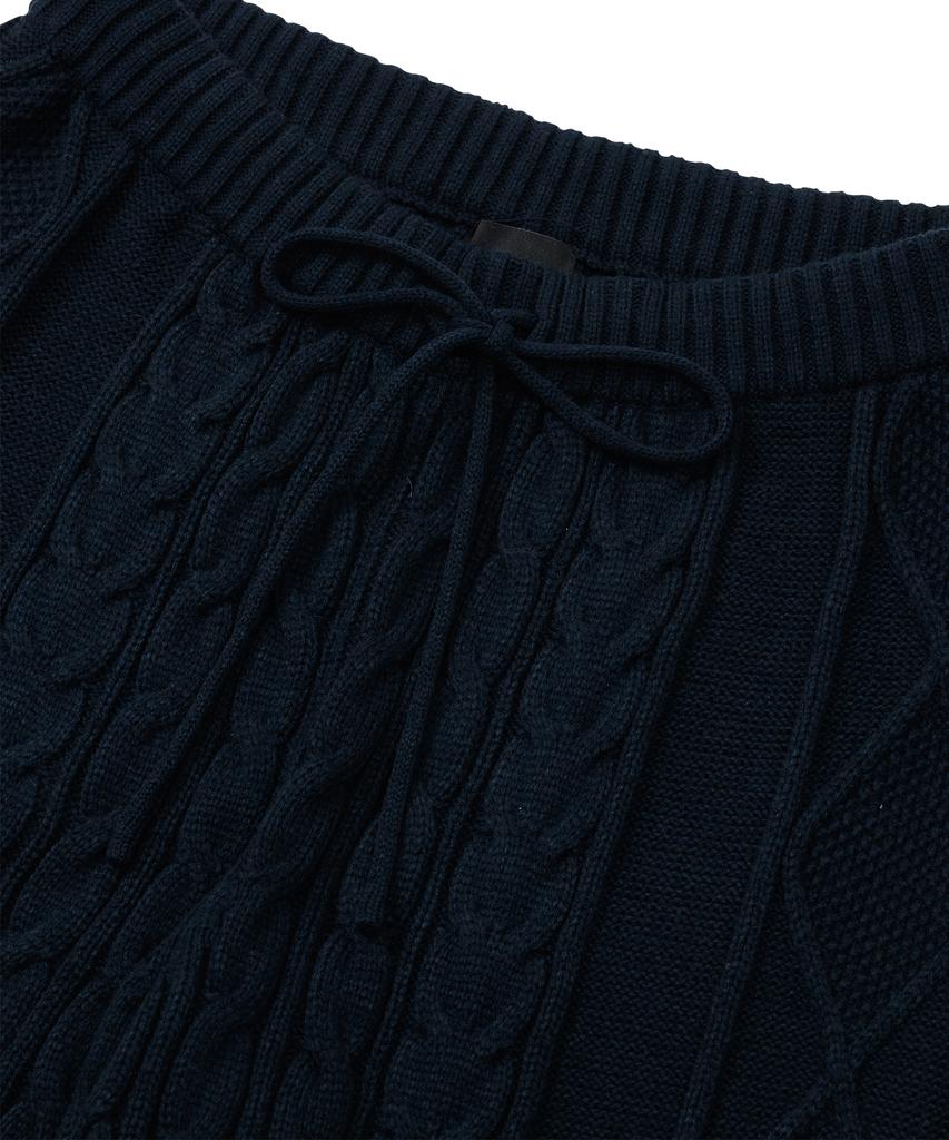 AJOBYAJO Twisted Cable Knit Pants [Navy]