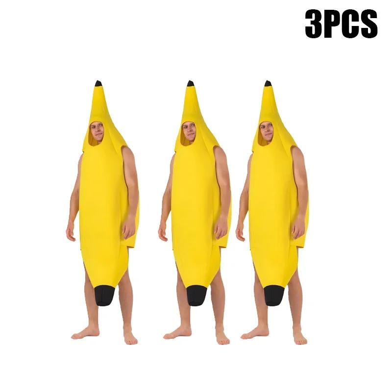 Kids Halloween Banana Costume Fruit Outfit Stage Performance Clothes Parent Child Matching Kindergarten Role Play Decoration