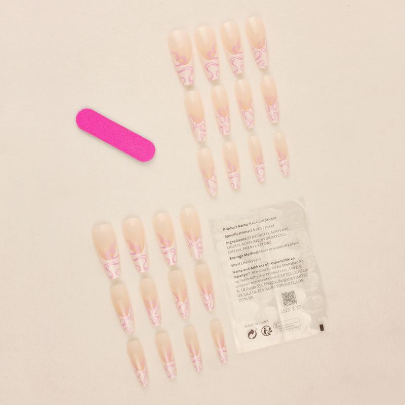 Long Pink Heart Sweet Manicure - Ultra-Thin Seamless Wearable Armor Nail Piece.