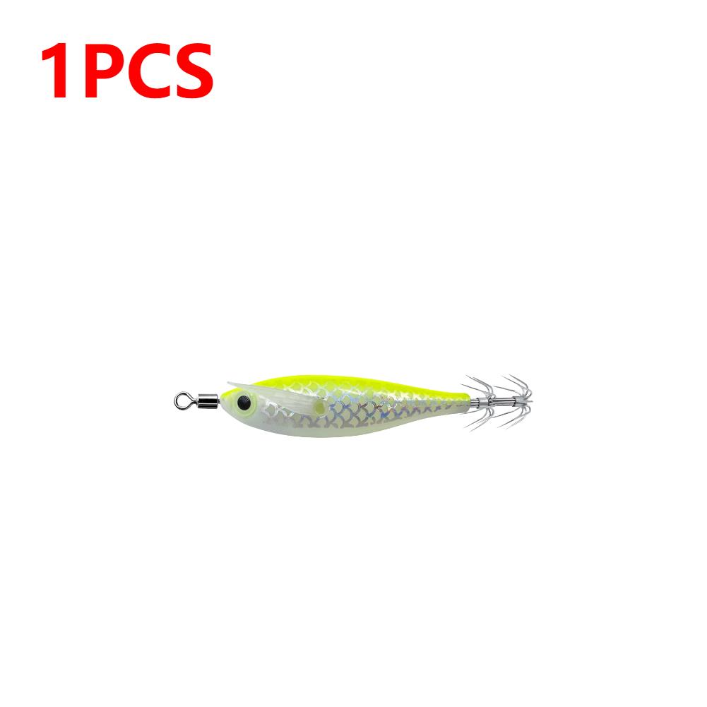 1-3 Stück leuchtender Tintenfischköder Haken Salzwasser Angelköder Künstliches Ei Holzgarnele Köder Meeresfischen Oktopus Sepia Tintenfischköder