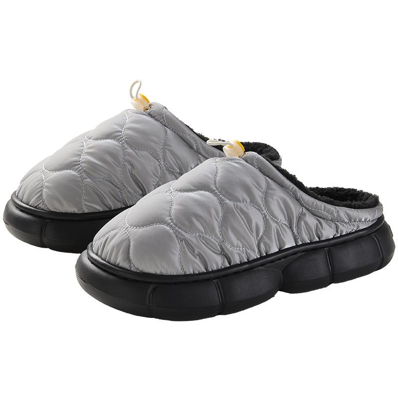 Waterproof cotton slippers men and women autumn and winter new home warm non-slip comfortable thick-bottomed couple cotton slippers women