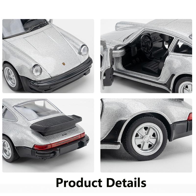 1/36 Scale Porsche 911 Turbo Toy Car Model Alloy Diecast Retro Racing with Pull Back Scale Model for Boy Gift Collection