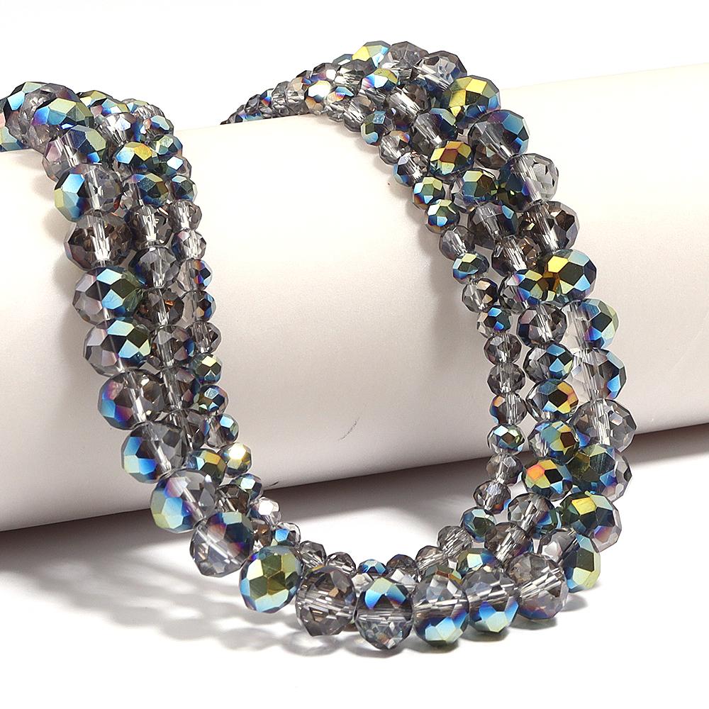 4/6/8mm Austria Rondelle Faceted Crystal Beads Blue Grey Glass Loose Beads For Jewelry Making DIY Bracelets Necklace Accessories