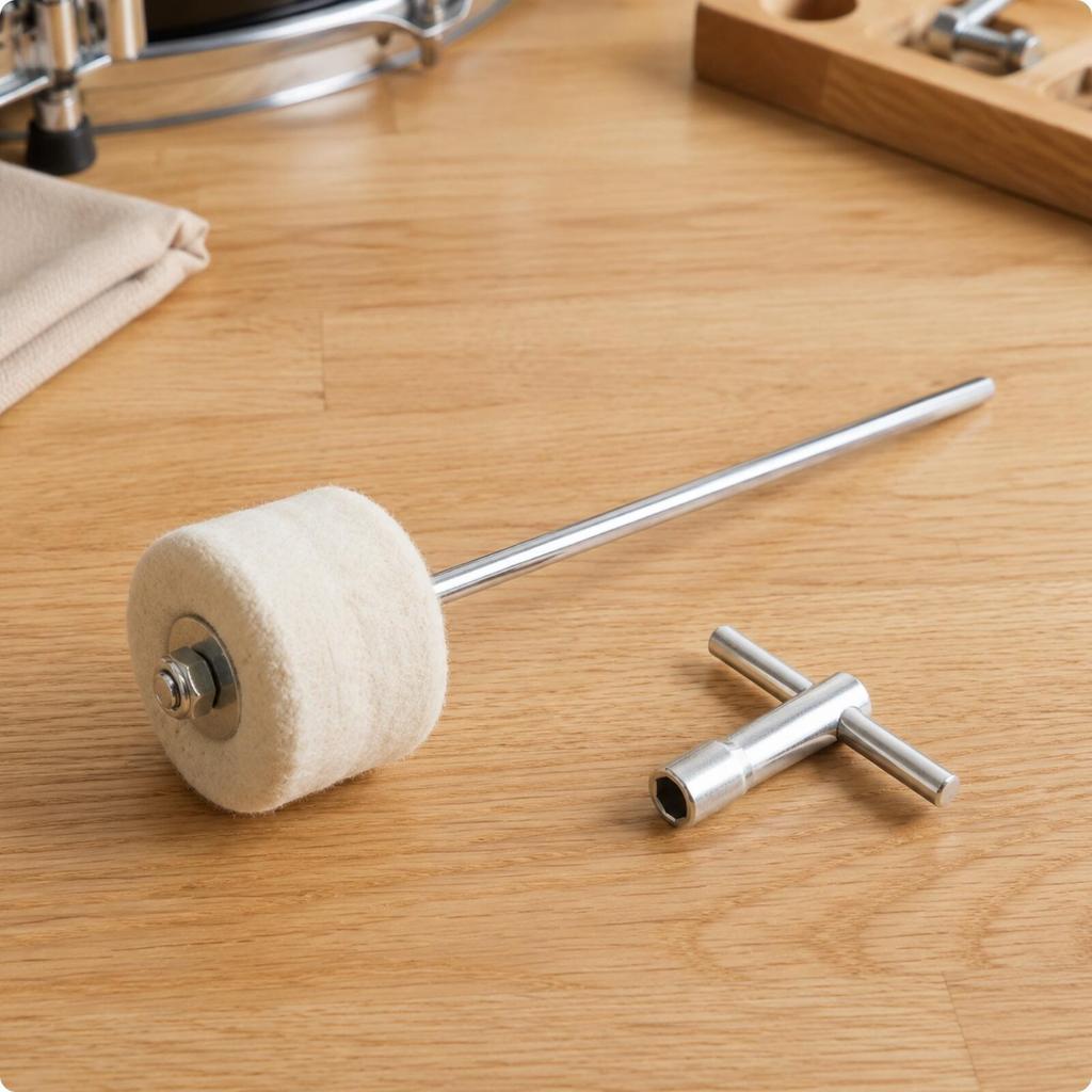 Soft Drum Pedal Part Compact Cylindrical Felt Beater Head with Central Mounting
