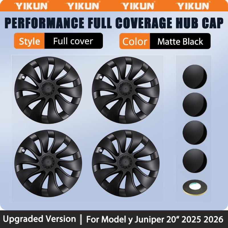 

4PCS 20 Inch Hubcaps For Tesla Model Y Juniper Performance Replacement Wheel Cover AWD Full Rim Car Accessories Hub caps 2025+ For Tesla матовый черный