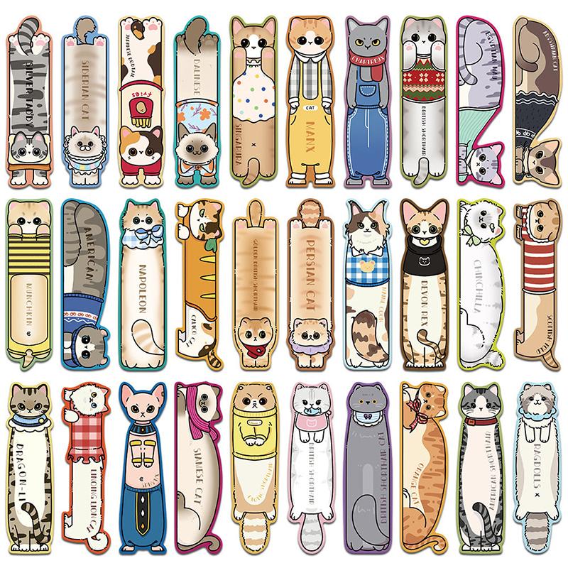30Pcs Cartoon Kawaii Cat Bookmark Reading Books Diy Library Office Books Page Markings Cute Animals Bookmarks Students Gifts