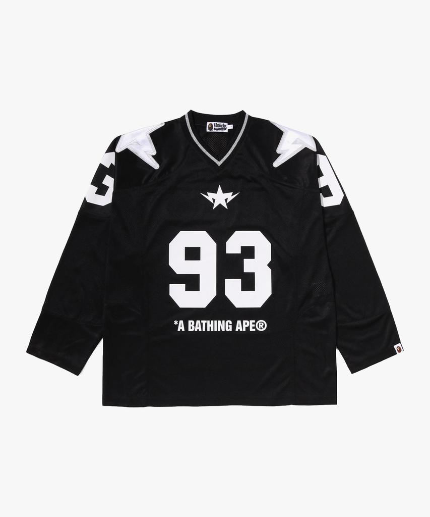 Bape Line Camo Multi-Logo Crop Fit Football Jersey (M) Black
