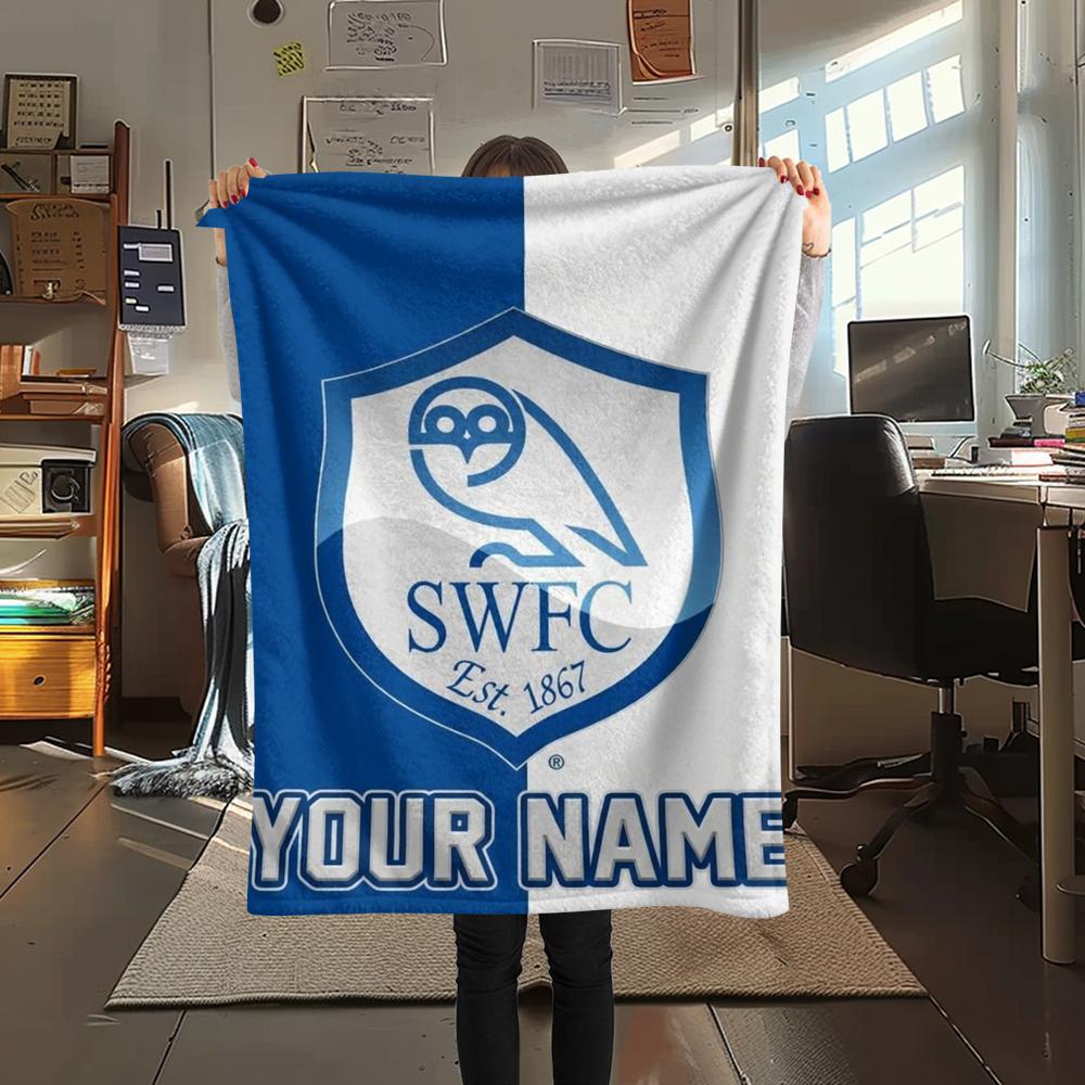 1PC Custom Name Sheffield Wednesday Patterned Flannel Blanket Suitable For All Seasons for Home Decor Warmth and Comfort Gifts Holiday Present