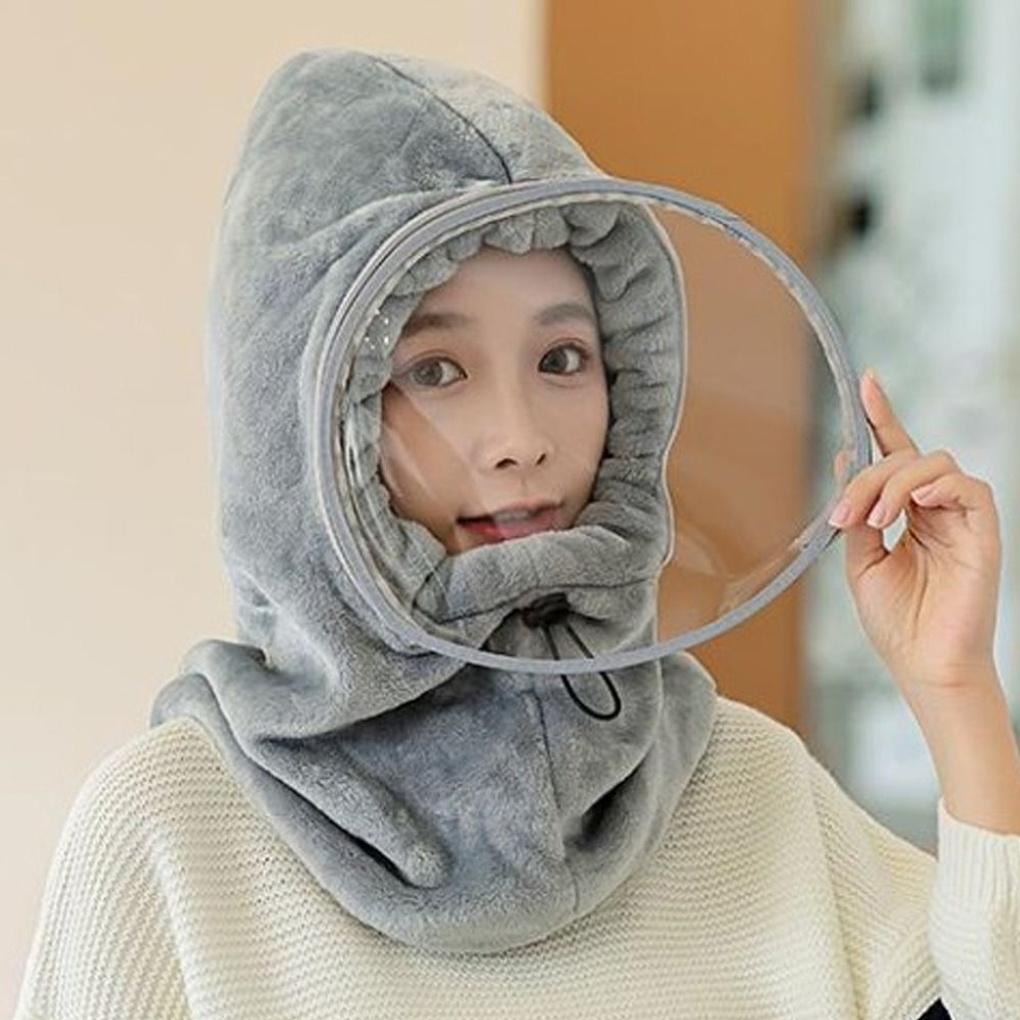 

Женская и мужская зимняя маска для лица с ушками, капюшон, флисовая шапка pink