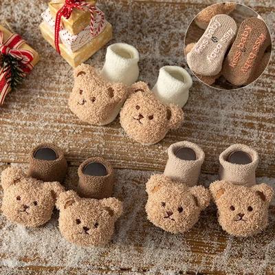 Cartoon Bear Baby Socks Girls Boys Newborn Anti Slip Soft Warm Winter Autumn Toddler Indoor Floor Thick Socken Infant Stockings