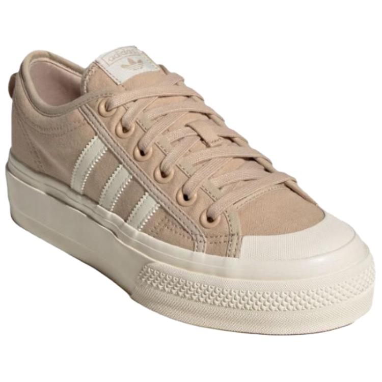 adidas Originals Nizza Platform Comfortable Versatile Non-Slip Durable Low-Top Skate Shoes Unisex Sneakers Light-Brown JQ9150