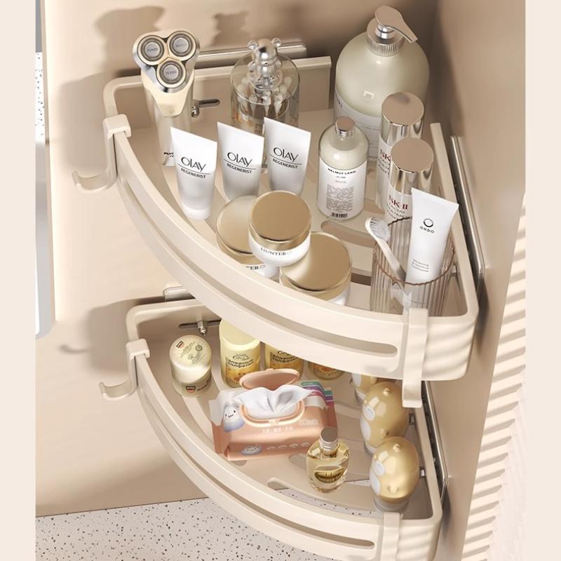 Premium Bathing Room Accessories Bathing Room Shelf Aluminum Alloy Shampoo Rack Wall Corner Shelf Makeup Storage Organizer Sticker Installation