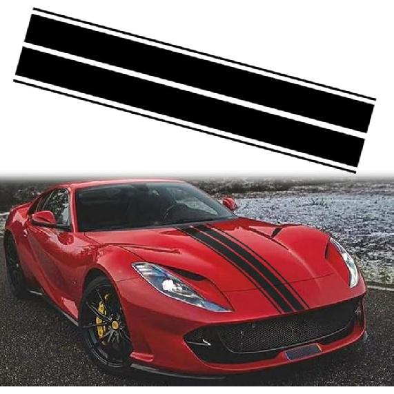 Car Hood Stripe Sticker Universal Auto Racing Stripes Body Side Decal Vinyl Stripe Sticker Accessories Modified Decoration For Car Vehicles (Red, 63