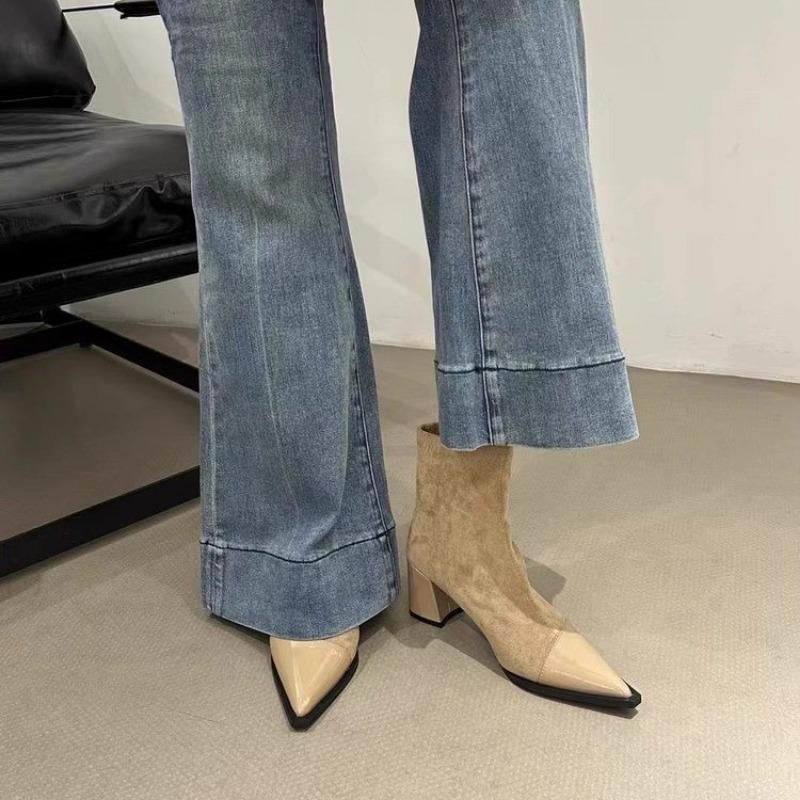 Обувь для женщин женские сапоги с застежкой-молнией сзади модные с леопардовым принтом для офиса и карьеры сексуальные с острым носком ботильоны 35 хаки 3198₽