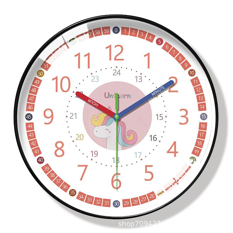 11-Inch Rainbow Learning Clock Early Education Student Wall Clock Large Size Children's Room No Punching