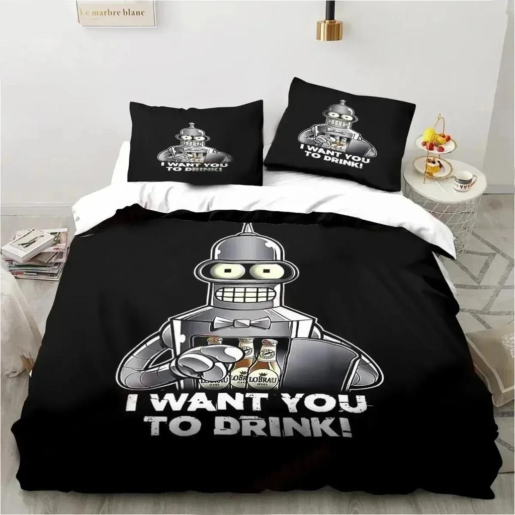 Comforter 3D Print Cartoon Futuramas Bender Bedding Set 3D Printed Suitable For Bedroom Kids Home Textile
