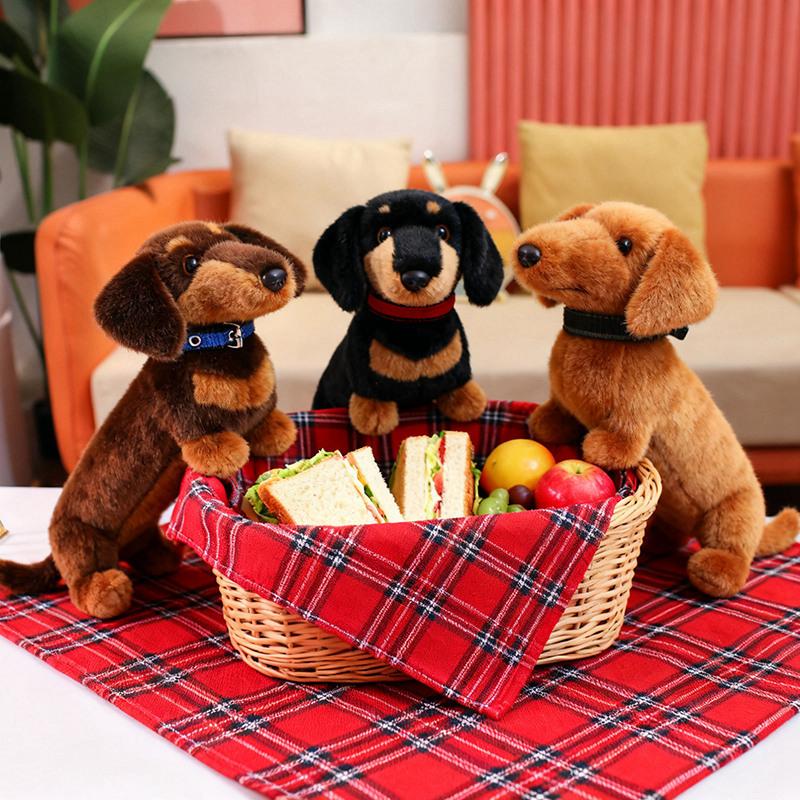 Realistic Dachshund Plush Toy Pillow, Kids Comfort Stuffed Animal, Home Decoration Ornament, Soft Cute