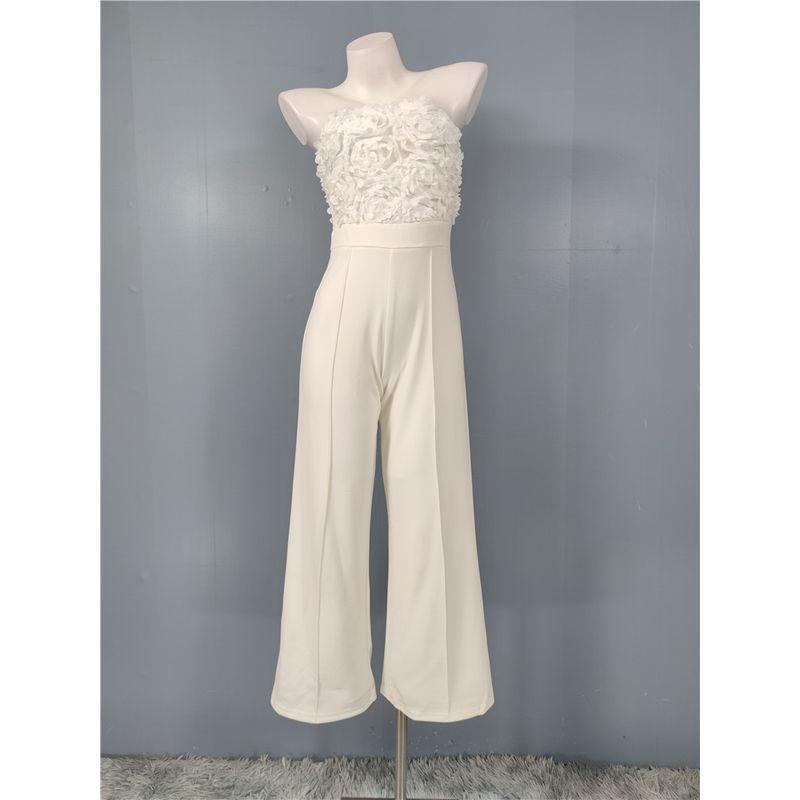 

Экспорт Однотонный Комбинезон с Открытыми Плечами Сексуальный Сексуальный Трехмерный Цветок Приталенный Стройнящий Красивый Взрослая Леди как Женщина Высокий Широкий Комбинезон White regular Edition S/8