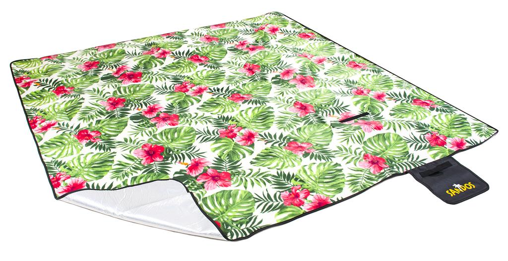 Beach picnic blanket mat insulation 200 x 200 anchors waterproof flowers