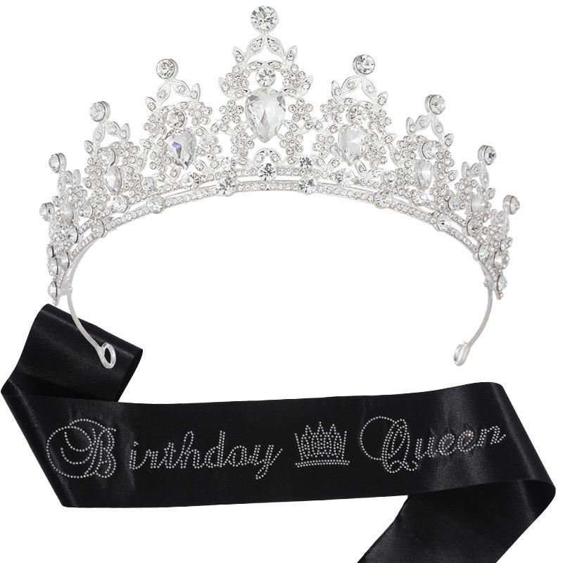 European and American Light Luxury Crystal Crown Hot Diamond Etiquette Belt Birthday Girl Birthday Party Accessories Decoration 2026
