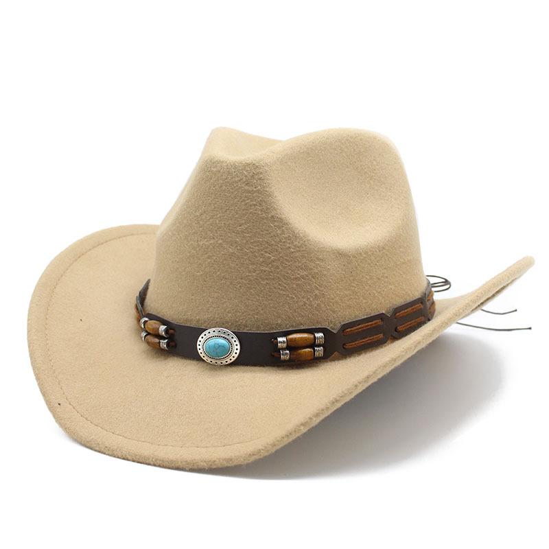 Woolen Hat Western Cowboy Hat Men'S And Women'S Couple Hat Curled Jewel Accessories