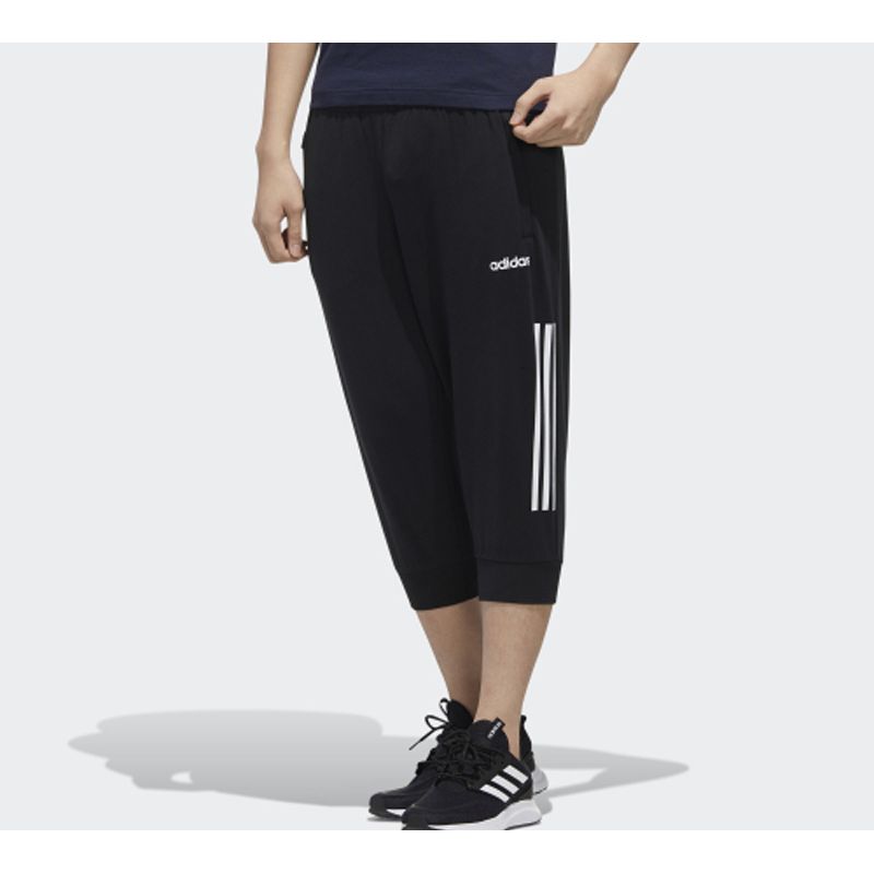 Adidas Breathable Casual Cropped Knit Pants Men Bottoms Black FQ9300