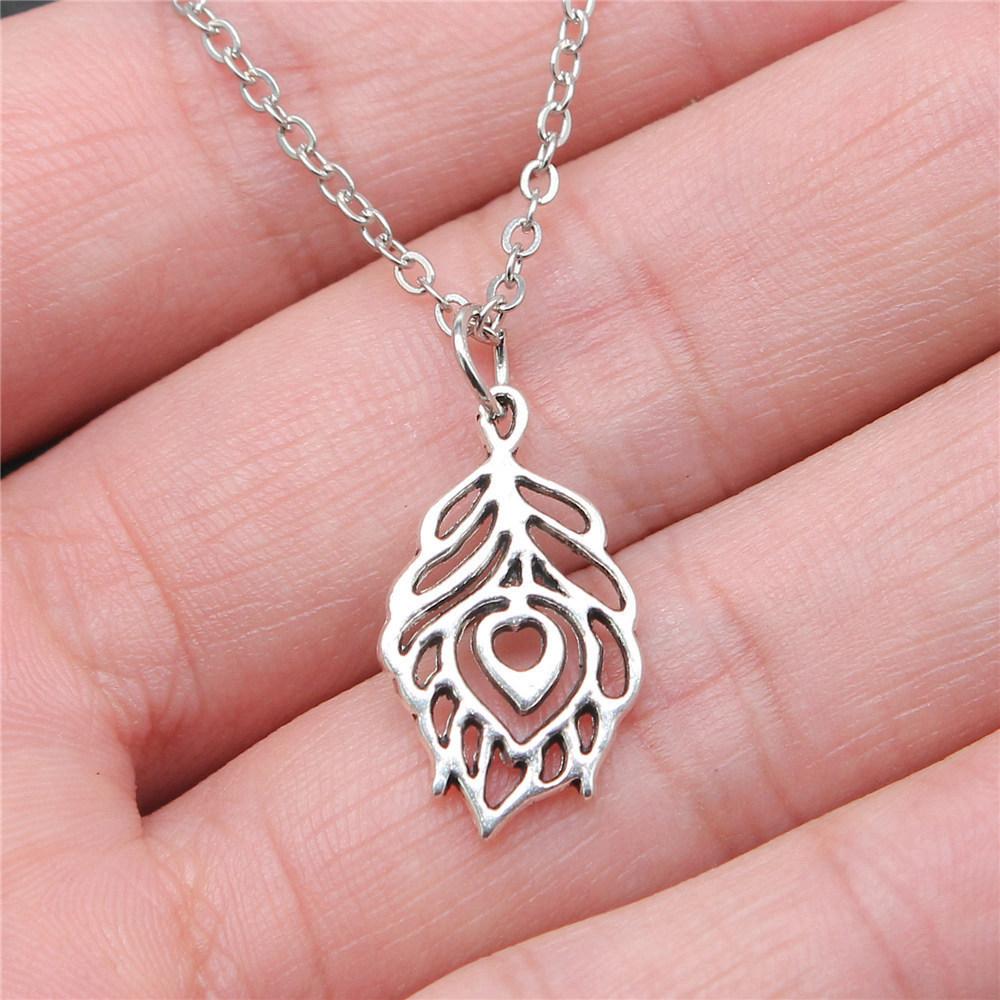 Peach Heart Angel Wings Sweet Pendant Antique Silver Metal Boys Collar Necklace High Quality Gift