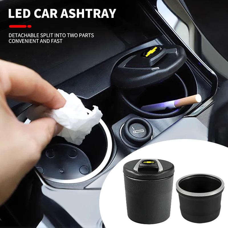 Car LED Ashtray Auto Ashtray Cigarette Ash Holders Cup For Chevrolet Colorado Cruze Spark Captiva Malibu Trax Aveo Camaro