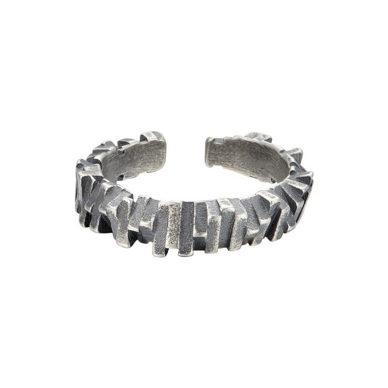 Adjustable Open Ring Men Women Vintage Geometric Design With Distressed Finish Copper Alloy Jewelry Adjustable Open Band