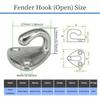 4 Pack Fender Hooks, Marine Grade 316 Stainless Steel Safety Fender Hooks Boat Clothing Boat Cap Hardware With Screws
