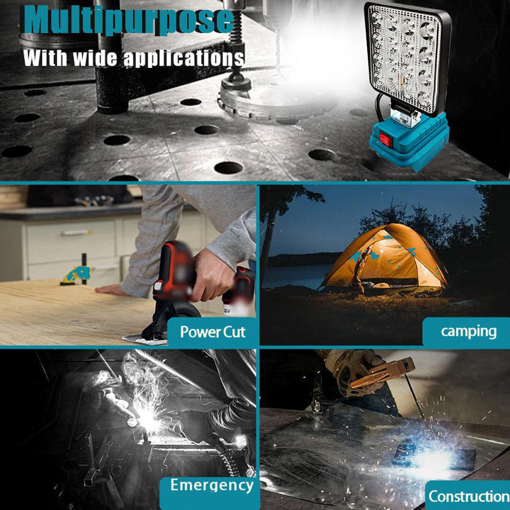 Cordless 4 Inch LED Light Portable Outdoor Spotlight Dual USB Light Lamp Emergency Flashlight For Makita 18V Battery(No Battery)
