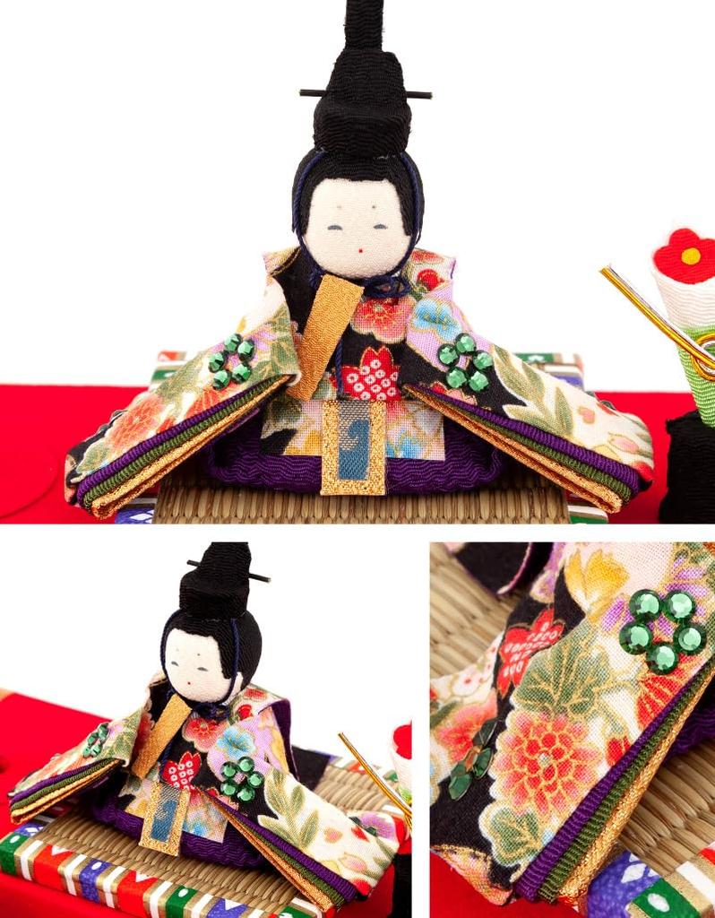 Hina Doll Ryukodo Crepe Compact Hina Doll Case Decoration Ten People Decoration Candy Red Rhinestone Acrylic Case Water Cherry Color 2.Flowing