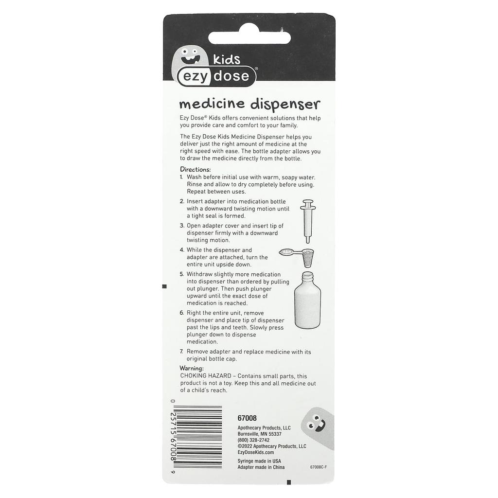 Medicine Dispenser, Bottle Adapter Included, 2 Pieces