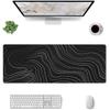 Gaming Mouse Pad Topographic Map Black Non-Slip Rubber Base Extended Mousepad with Stitched Edges Keyboard Computer Laptop Mat for Gamer Desktop