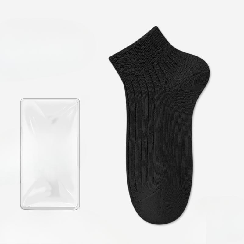 Men's Spring and Summer Thin Deodorizing Sweat Absorbing Pure Color Sports Short Cotton Socks