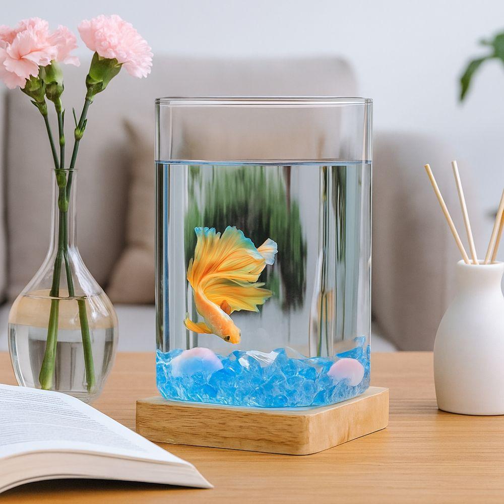 High Transparency Betta Fishtank Glass Ecological Tank Creative Goldfish Tank  Desktop Decoration