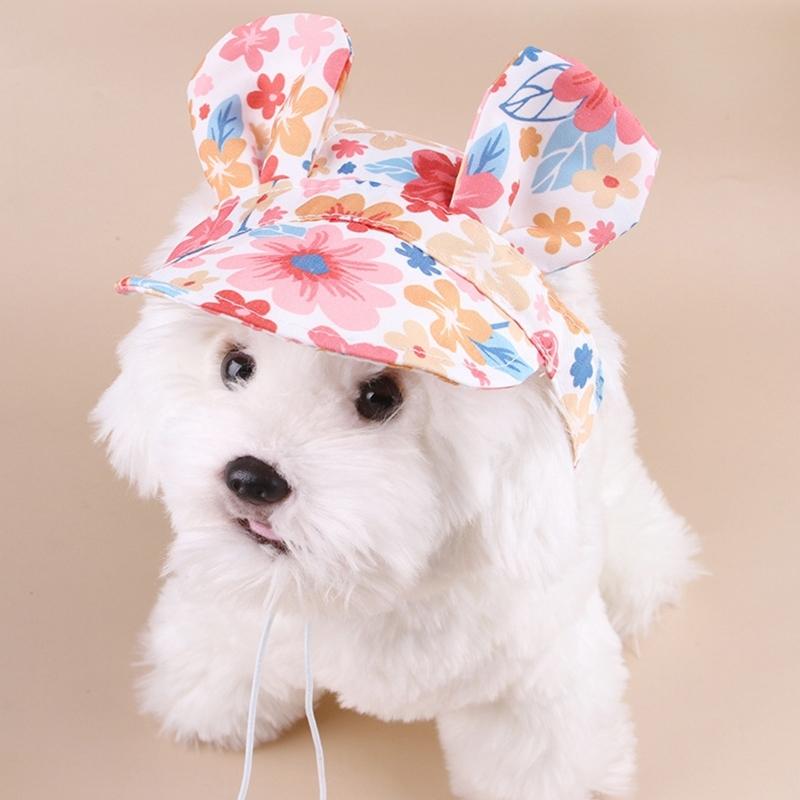 Outdoor Pet Sun Hat Sun Blocking Design Lightweighted Polyester Summer Hat For Dogs Kitten Ventilated Ear Space