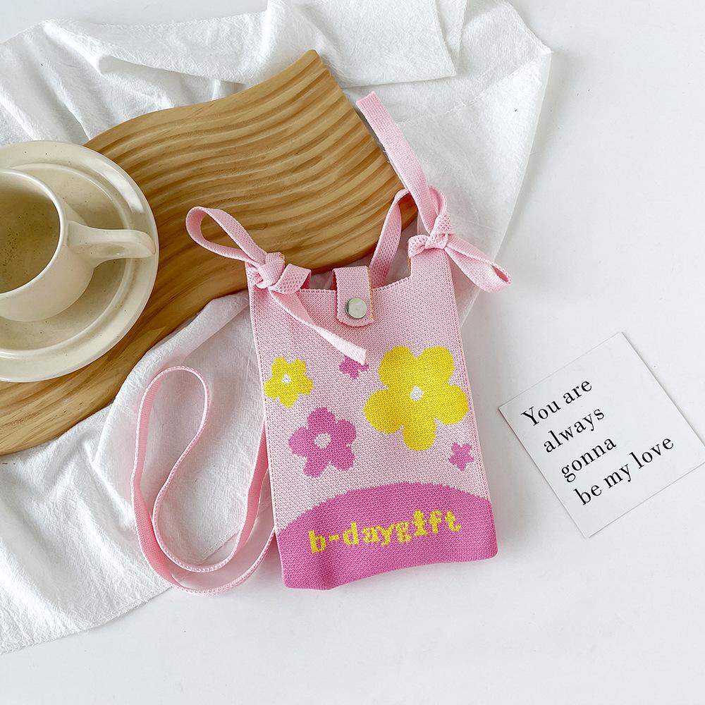 Cute And Sweet Knitted Mobile Phone Bag Shoulder Crossover Handheld Premium Mini Small Bag Mobile Phone Bag