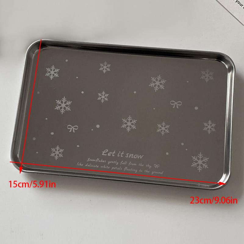 

Поднос для демонстрации ногтей из нержавеющей стали, поднос для хранения косметики, серебристый, бант, снежинка, реквизит для фотосъемки, подставка для накладных ногтей, инструменты